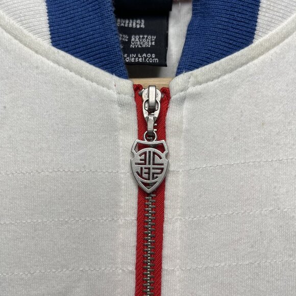 Diesel L Off White Red & Blue Zip-Up Jacket For Women - Picture 2 of 7